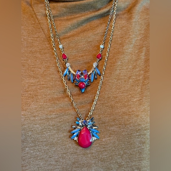 Fashion Jewelry Colorful Double Chain Necklace Aztec Pattern Bohemian Style - Picture 6 of 10